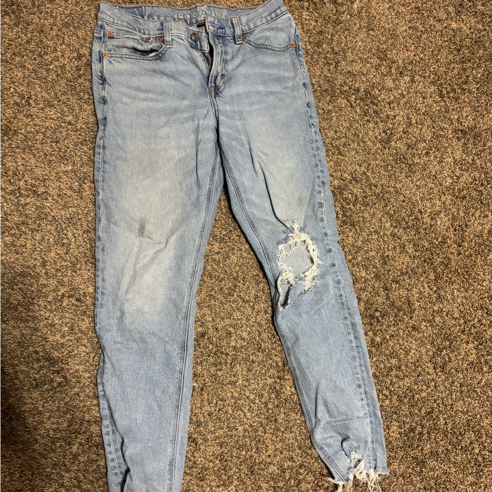 American Eagle Outfitters Light Blue Distressed Skinny Jeans